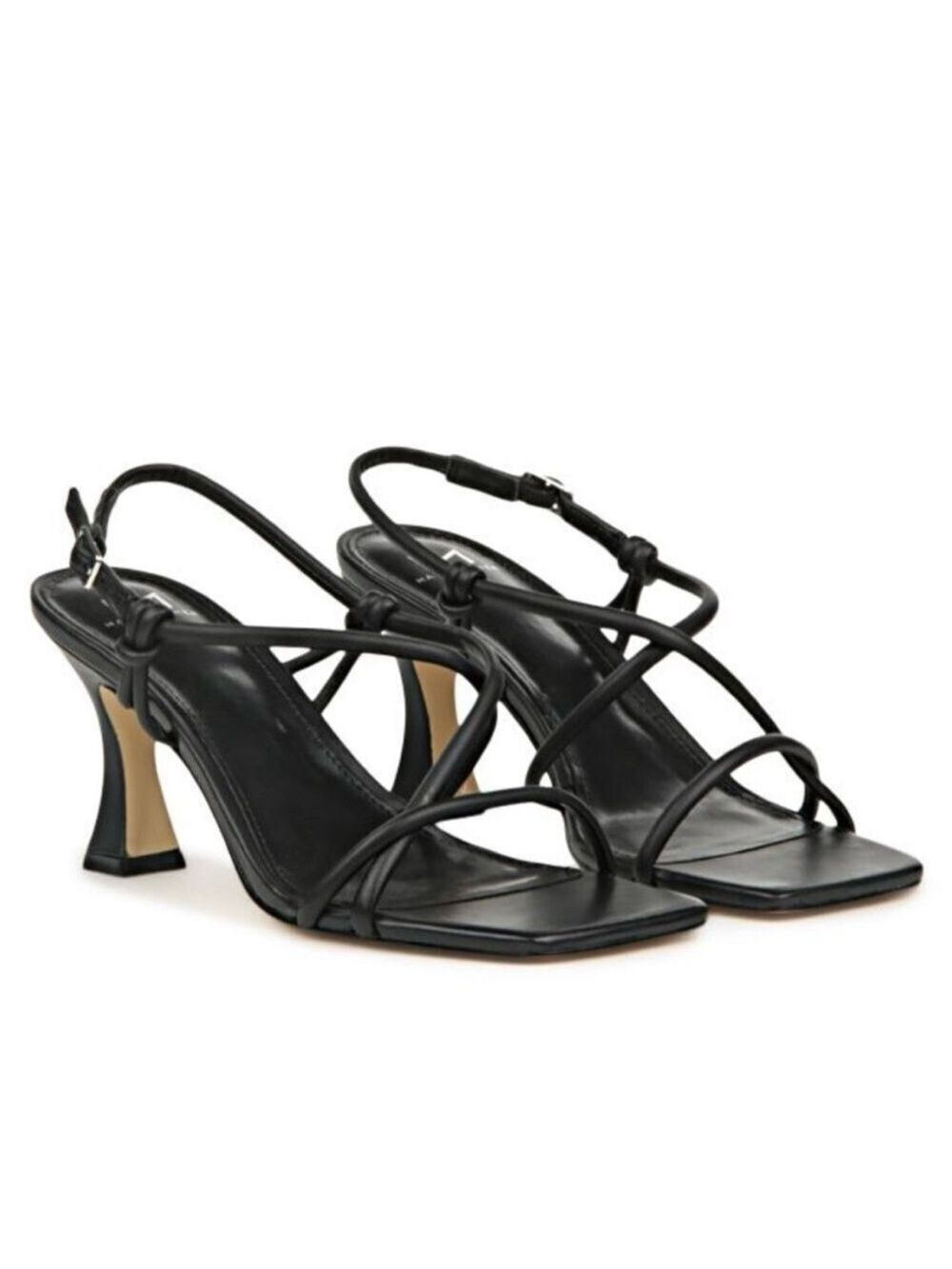 Marc Fisher Dayne Slingback Heeled Leather Sandal in Black - NWT